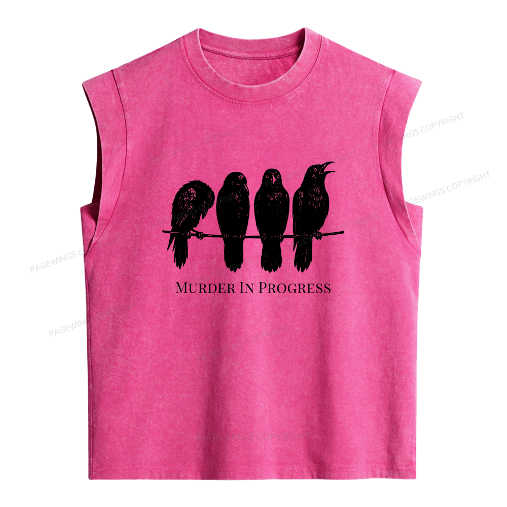 Pagewings Murder In Progress Women's Washed Tank Top