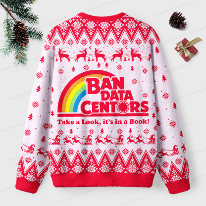 Pagewings Ban Data Centers Read Books Unisex Ugly Light Knit Sweatshirt