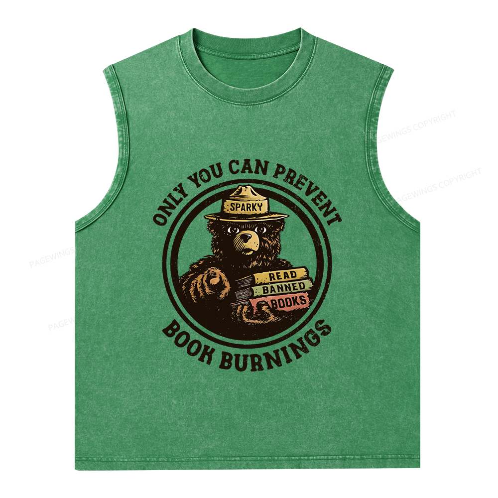 Pagewings Only You Can Prevent Book Burnings Unisex Washed Tank Top