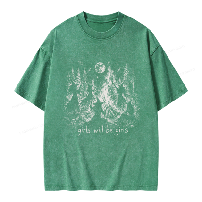 Pagewings Girls Will Be Girls Unisex Washed T-shirt
