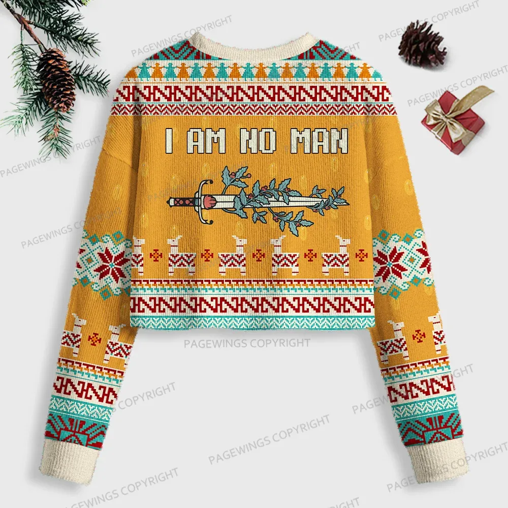 Pagewings I Am No Man Women Ugly Crop Sweatshirt