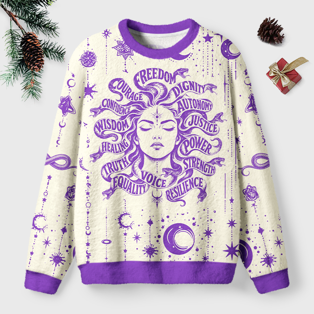 Pagewings Pagewings Empowerment Protest Activist Graphic Off Shoulder Ugly Knit Sweater Unisex Ugly Light Knit Sweatshirt