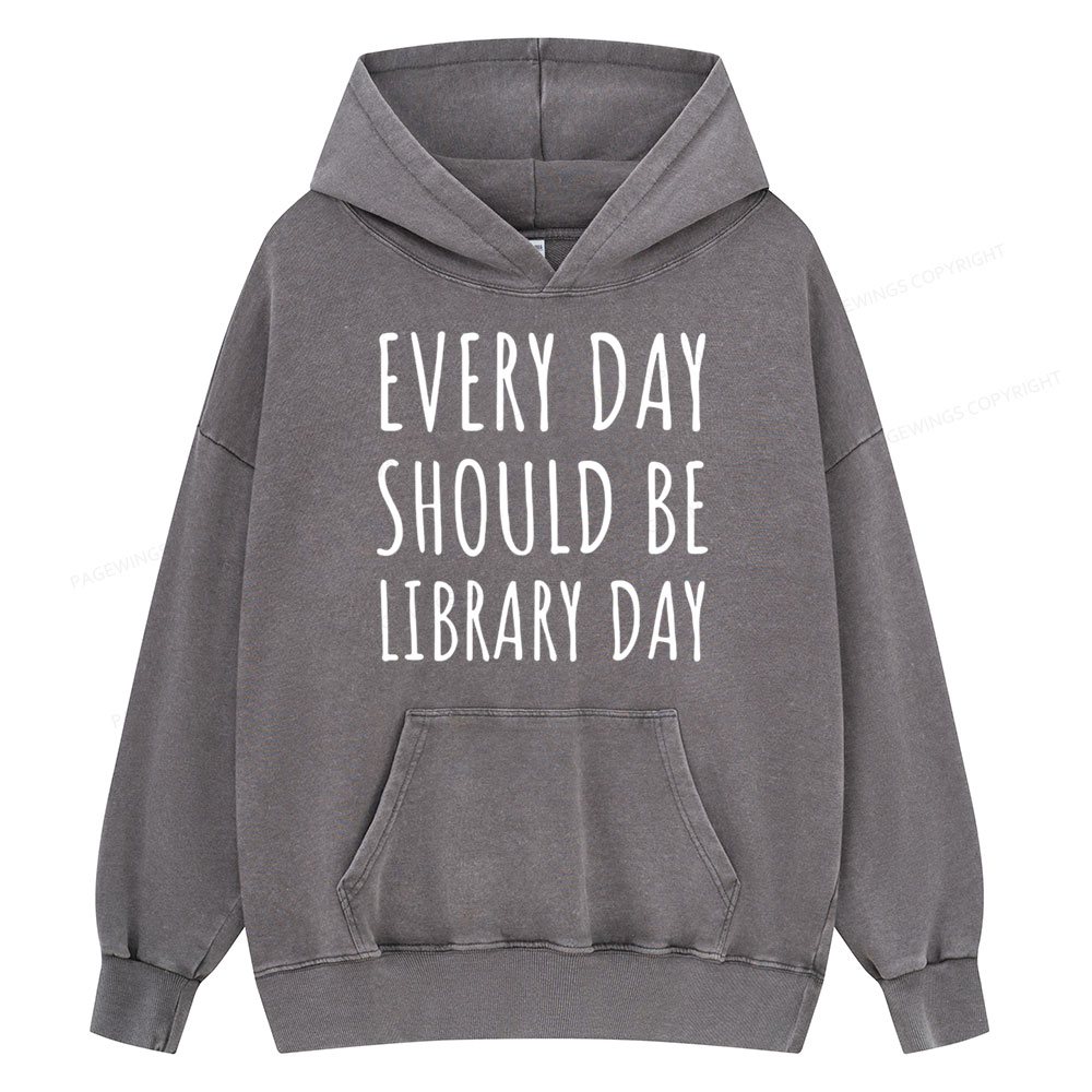 Pagewings Library Day Media Specialist  Unisex Washed Hoodie