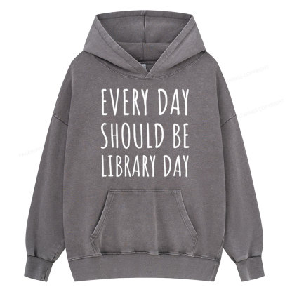 Pagewings Library Day Media Specialist  Unisex Washed Hoodie