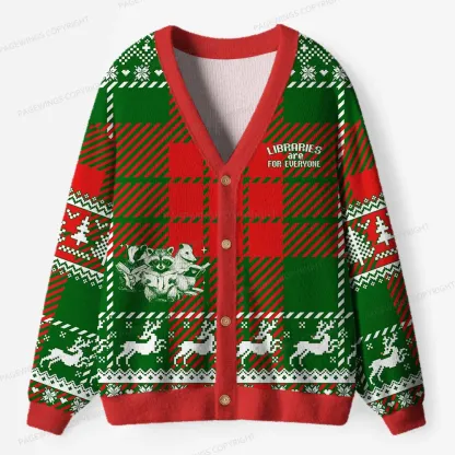 Pagewings Libraries For Everyone Unisex Ugly Cardigan Sweaters