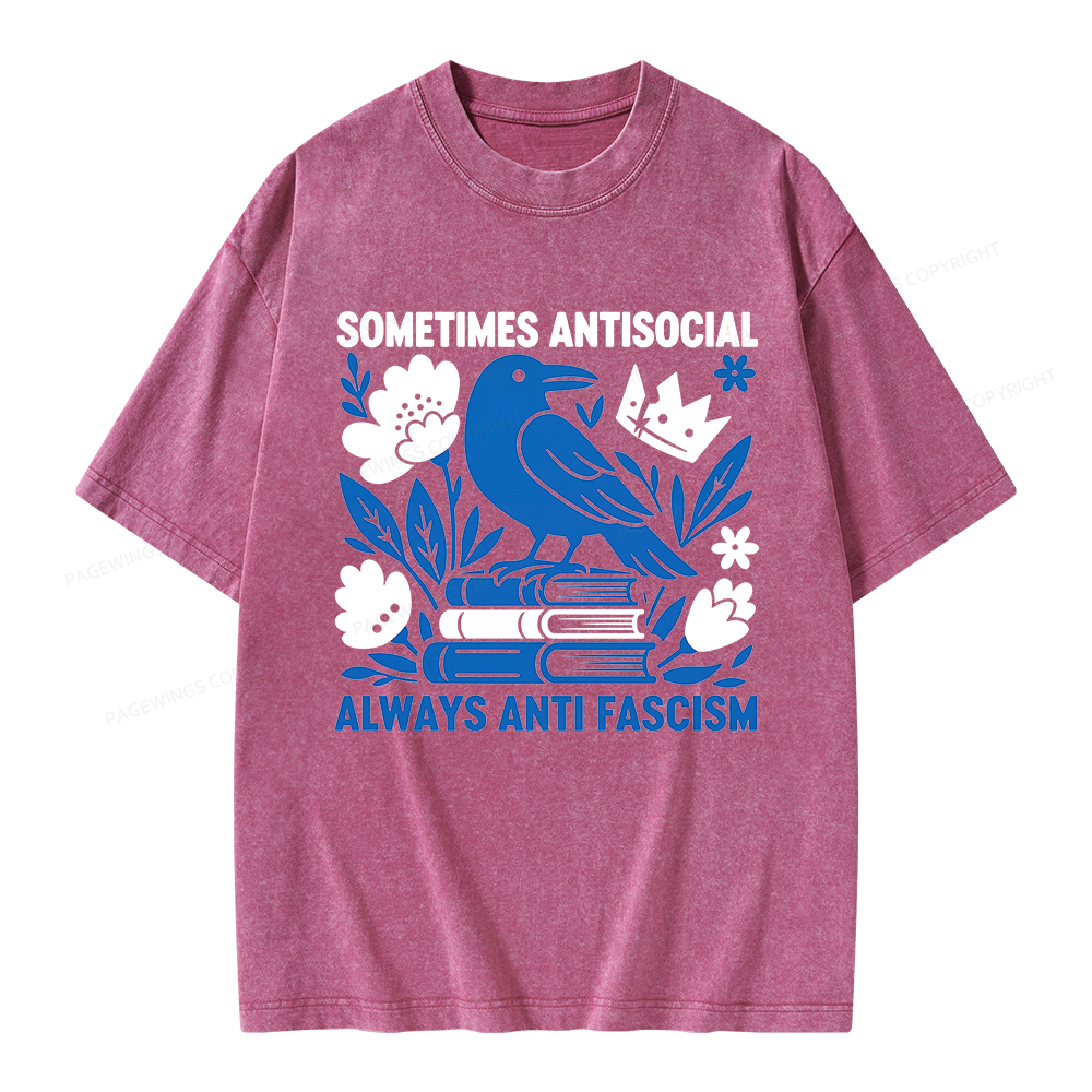 Pagewings Anti Fascism Unisex Washed T-shirt