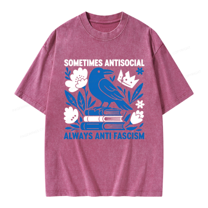 Pagewings Anti Fascism Unisex Washed T-shirt