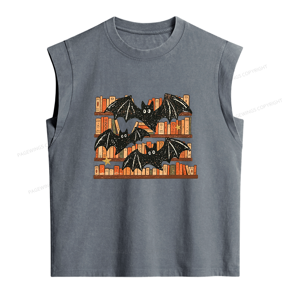 Pagewings Bat Halloween Women's Washed Tank Top