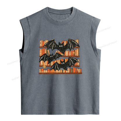 Pagewings Bat Halloween Women's Washed Tank Top