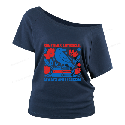 Pagewings Anti Fascism Women Off Shoulder T-shirts