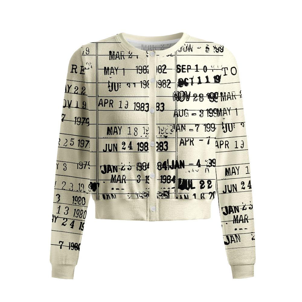 Pagewings Library Card Crew Neck Cardigan Sweaters
