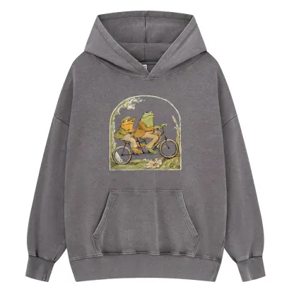 Pagewings Frog And Toad Book Vintage Unisex Washed Hoodie