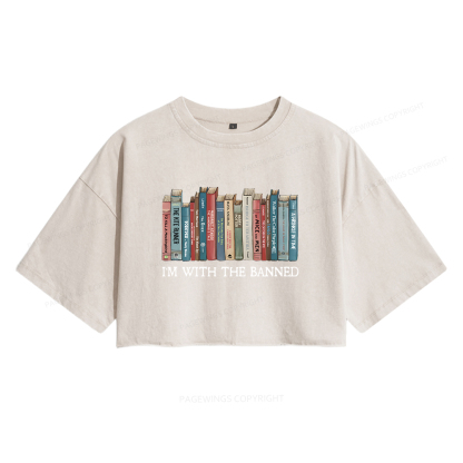 Pagewings I'm With The Banned Women's Washed Cropped T-shirt