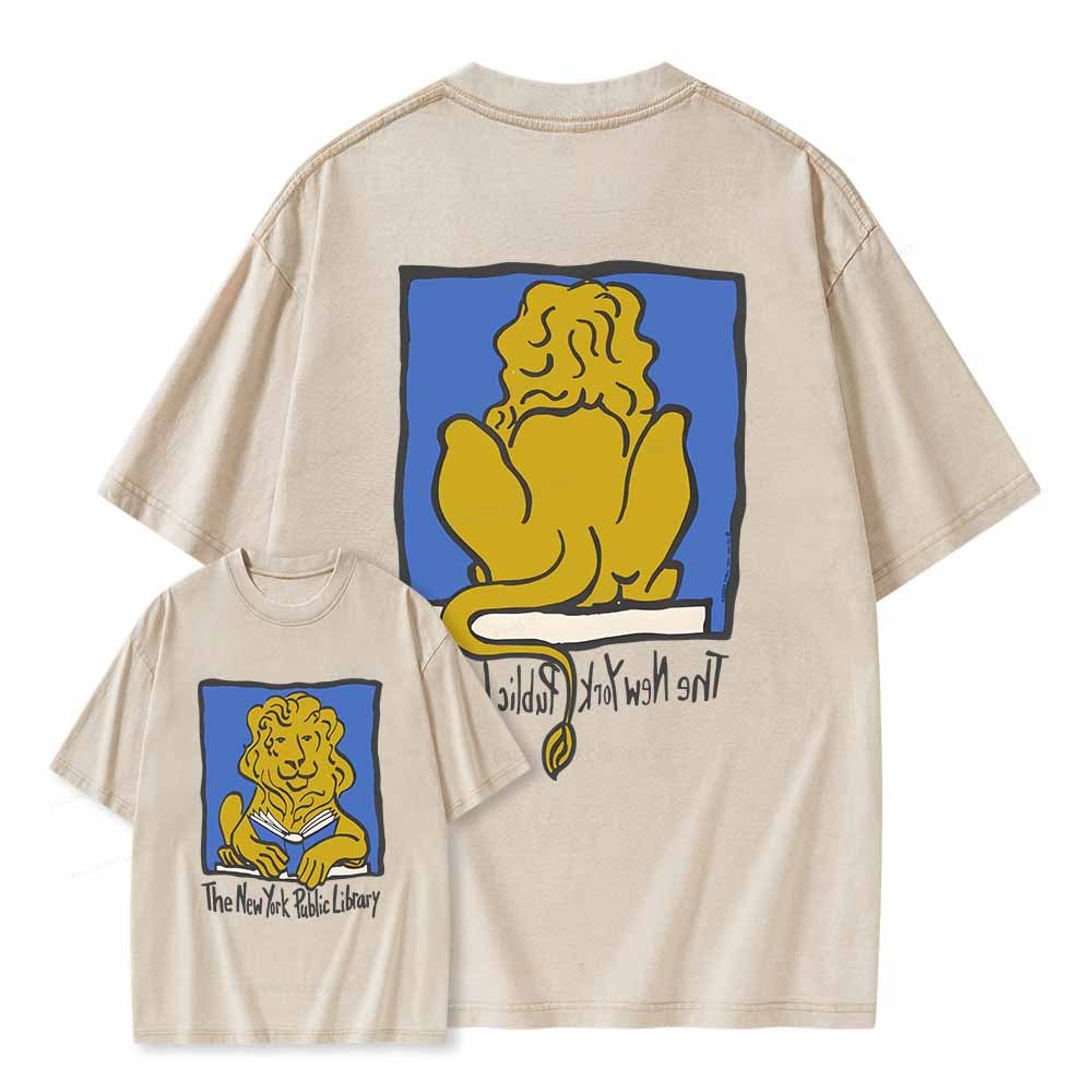 Pagewings Vintage New York Library Tee Unique Find Unisex Bookworm Perfect Gift Unisex Washed T-shirt