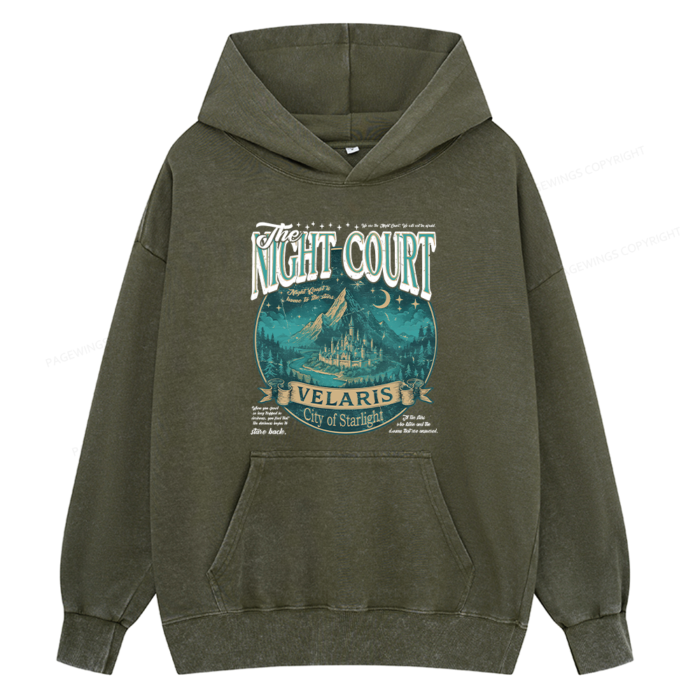 Pagewings The Night Court Unisex Washed Hoodie