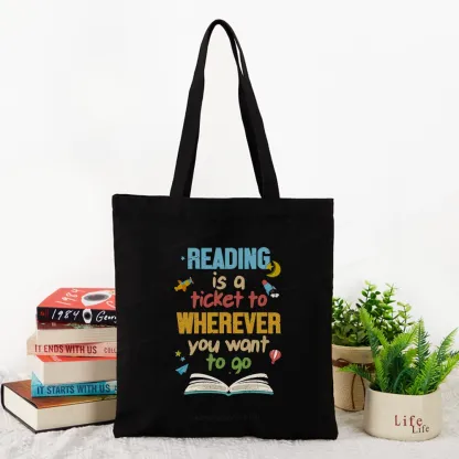 Pagewings Reading Is A Ticket Tote Bag