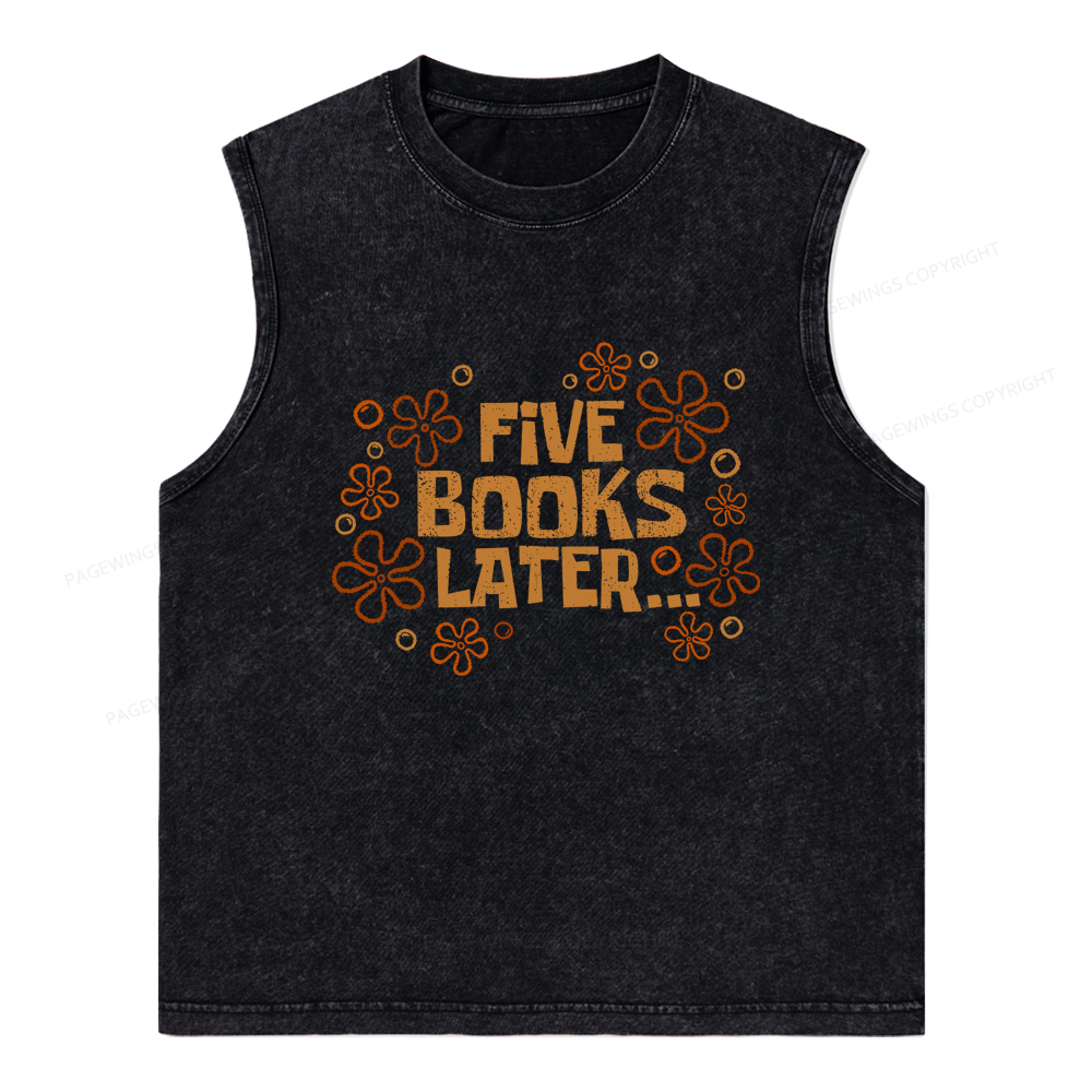 Pagewings Five Books Later Unisex Washed Tank Top