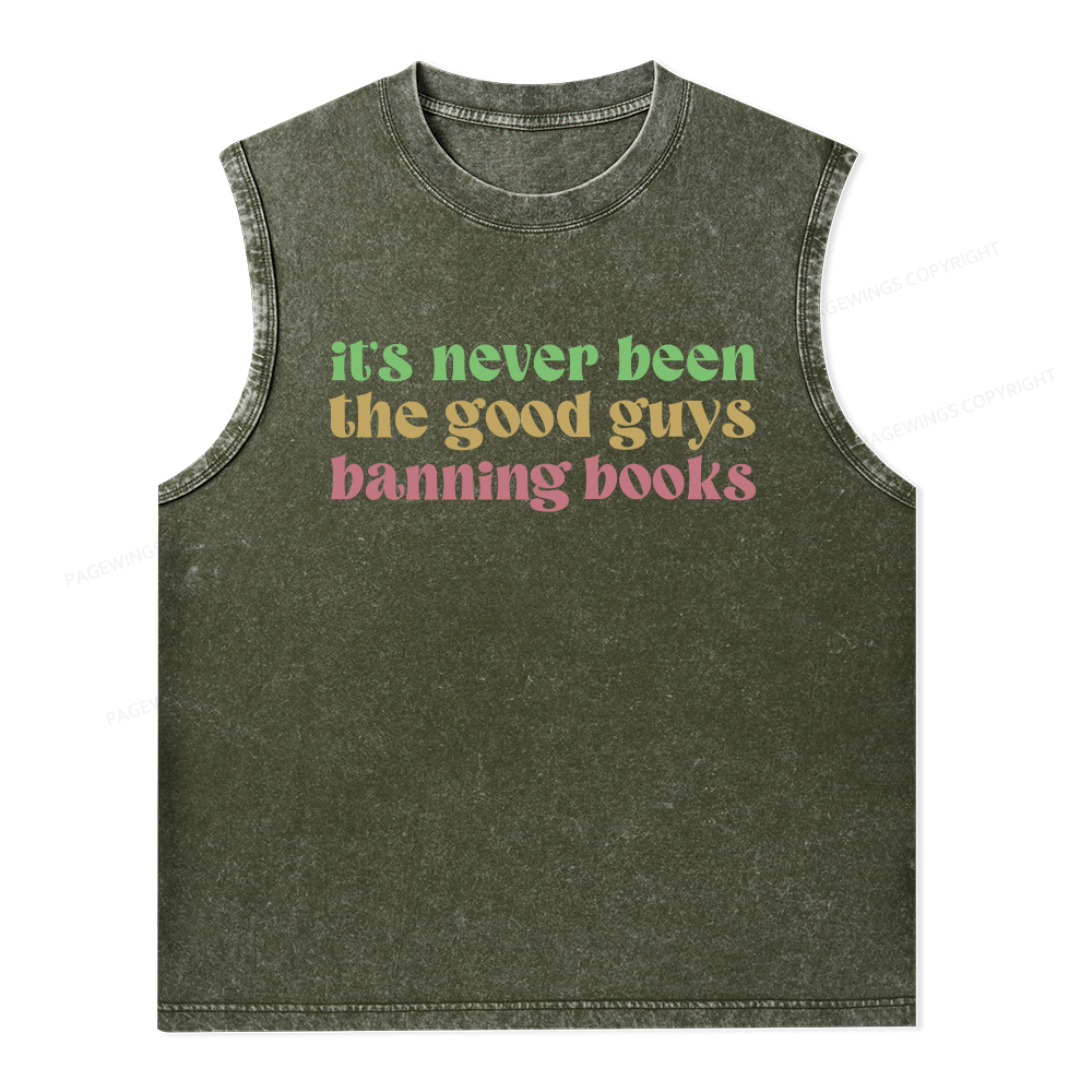 Pagewings It's Never Been the Good Guys Banning Books Unisex Washed Tank Top
