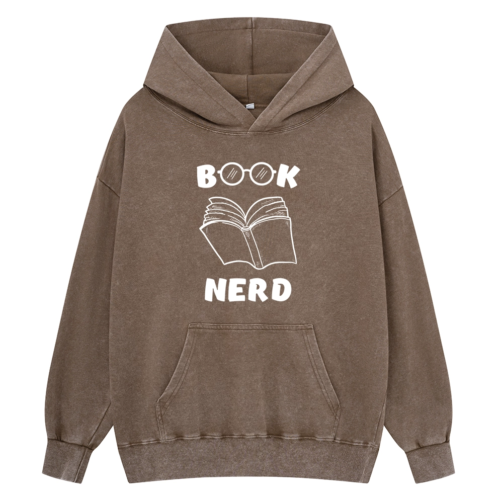 Pagewings Book Nerd Funny Book Unisex Washed Hoodie