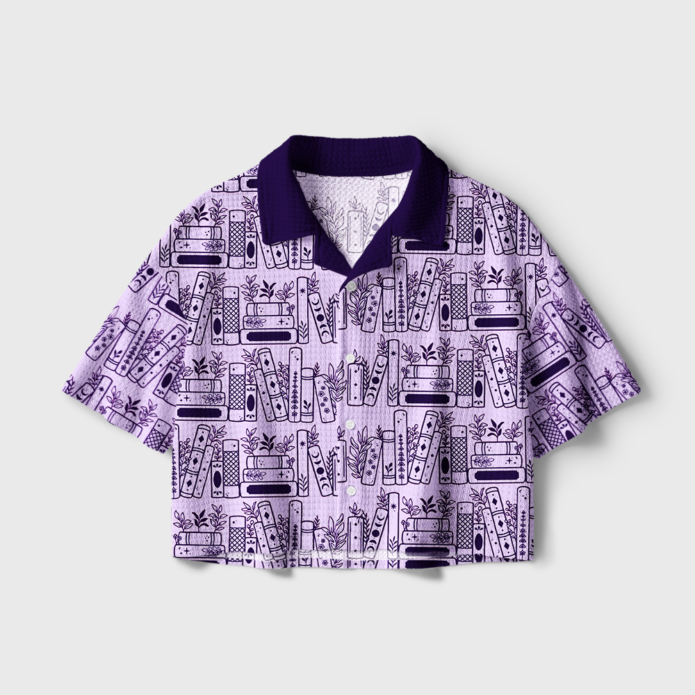 Pagewings Fully Booked Camp Collar Boxy Fit Unisex Crochet Shirt