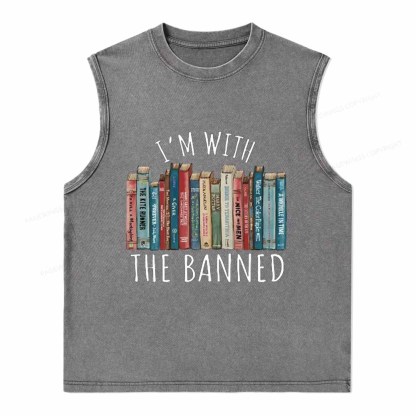 Pagewings I'm With The Banned Unisex Washed Tank Top