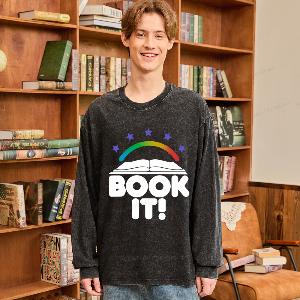 Pagewings Book It Unisex Washed Long Sleeve T-shirt