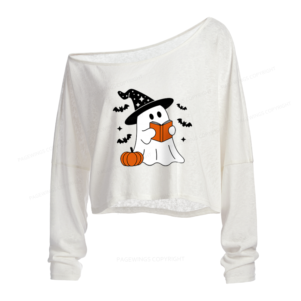 Pagewings All Booked for Fall Slouchy Long Sleeve Off Shoulder T-shirt