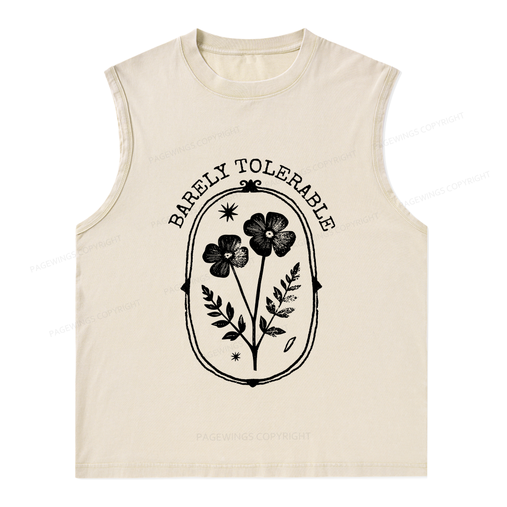 Pagewings Barely Tolerable Unisex Washed Tank Top