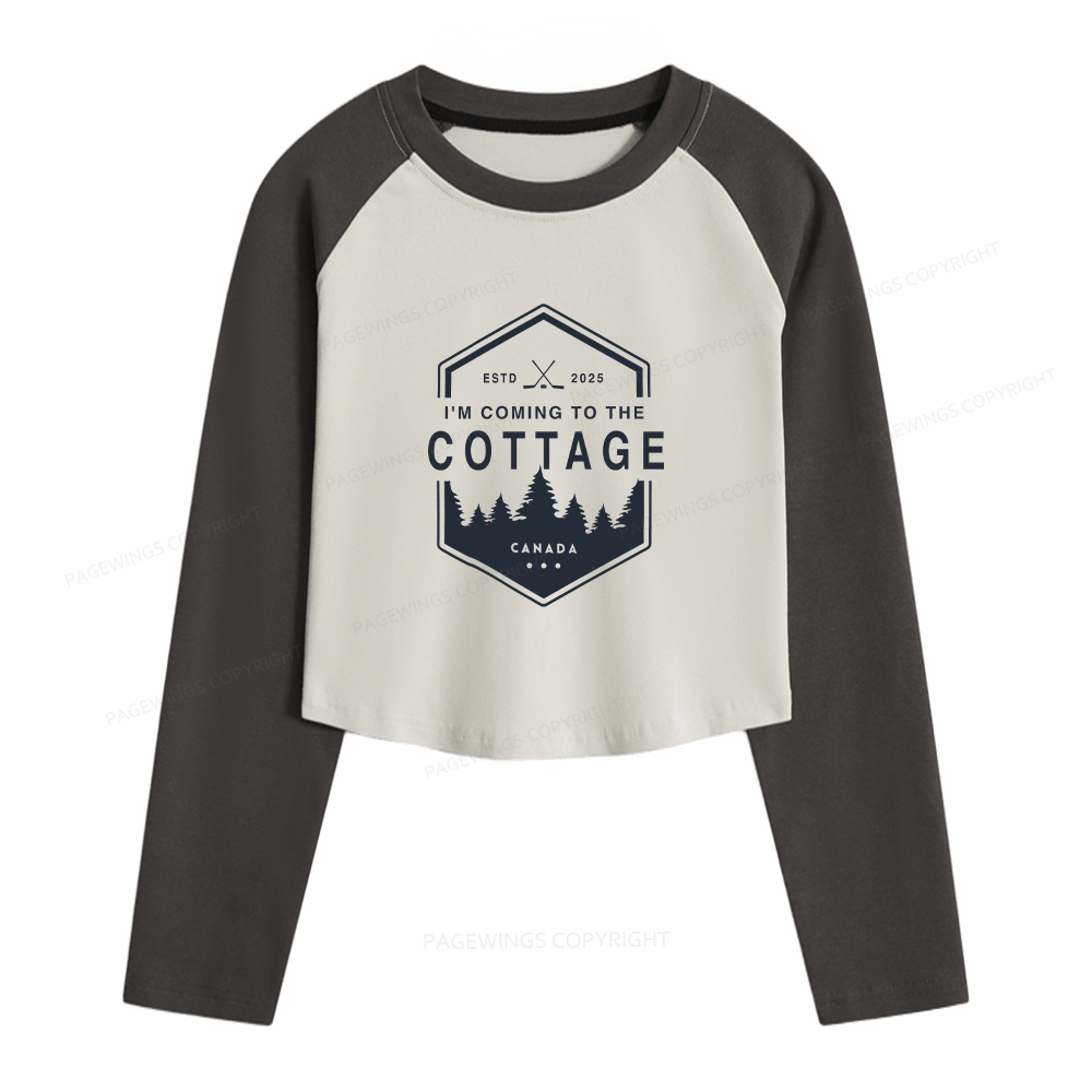 Pagewings Coming To The Cottage Women Long Sleeve Crop Raglan T-shirt