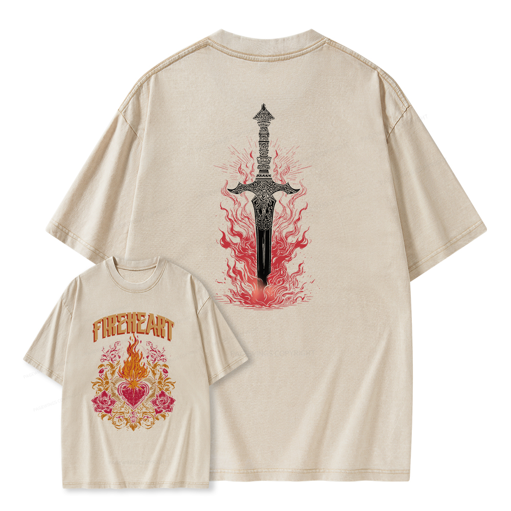 Pagewings Fireheart Unisex Washed T-shirt