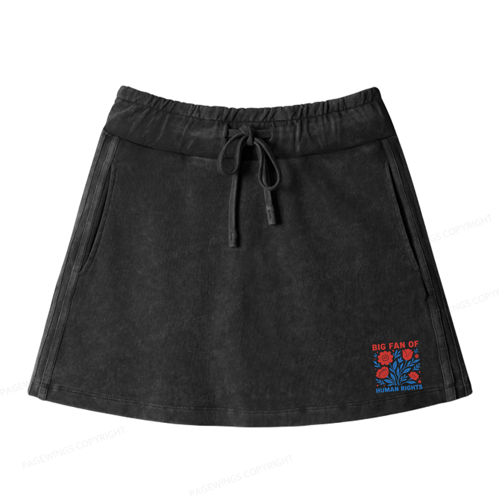 Pagewings Big Fan Of Human Rights Women Drawstring Washed Mini Skirts