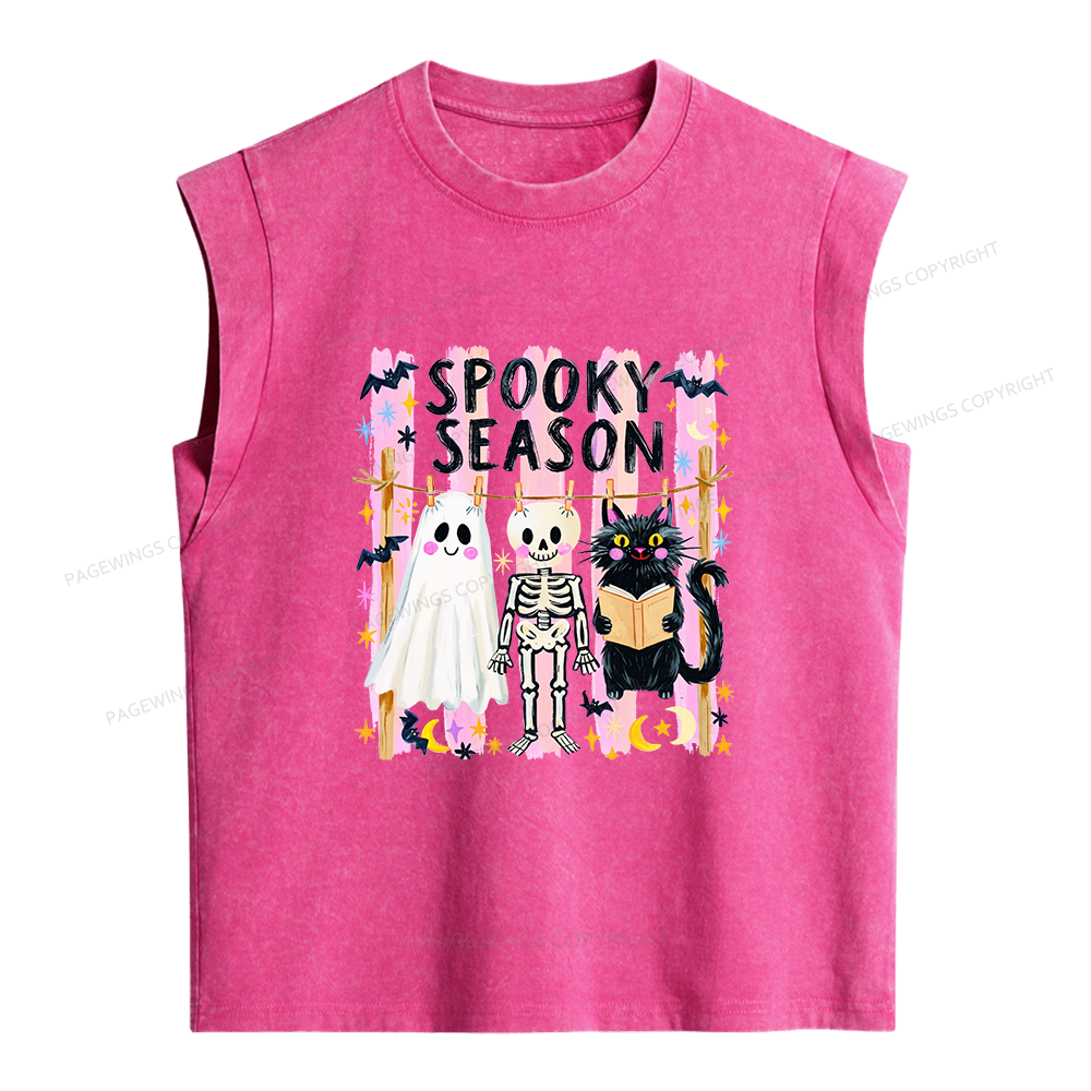 Pagewing Preppy Spooky Season Women's Washed Tank Top