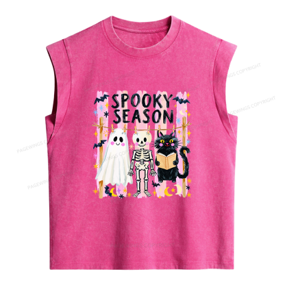 Pagewing Preppy Spooky Season Women's Washed Tank Top