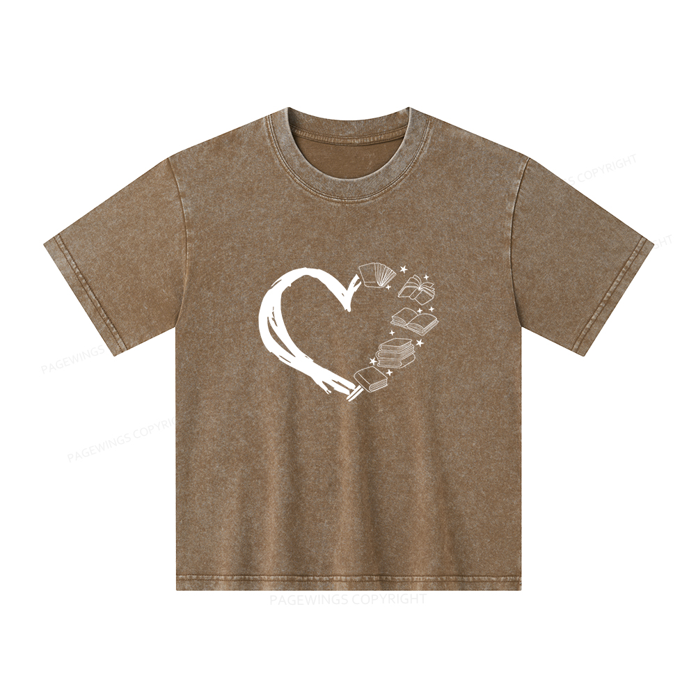 Pagewings Love of Books Unisex Kids Washed T-shirt