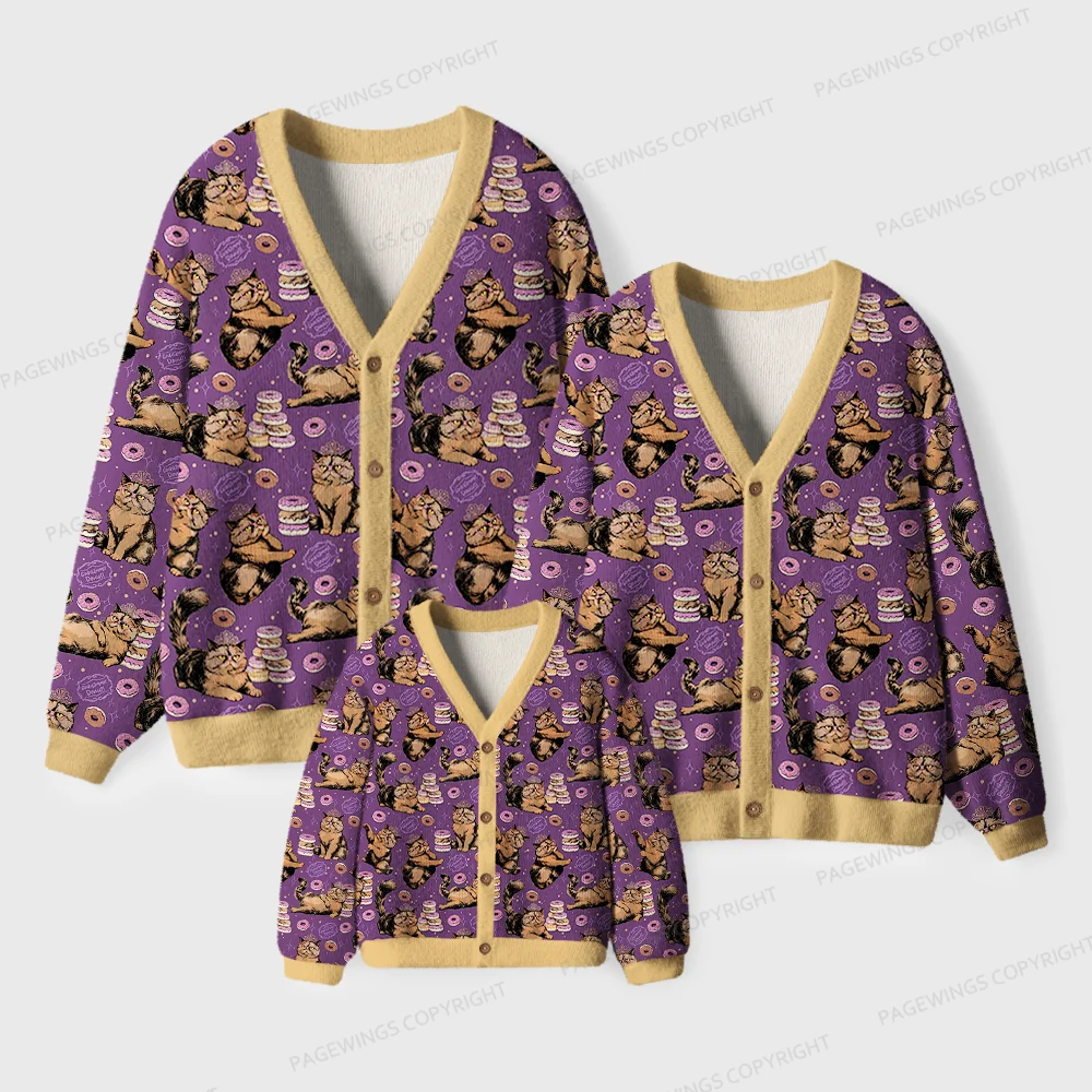 Pagewings God Dammit Donut Unisex Ugly Cardigan Sweaters