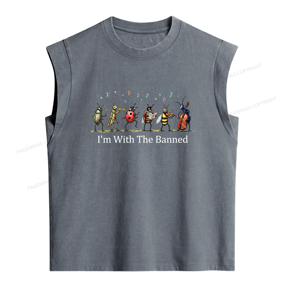 Pagewings I'm With The Banned Women's Washed Tank Top
