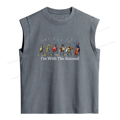 Pagewings I'm With The Banned Women's Washed Tank Top