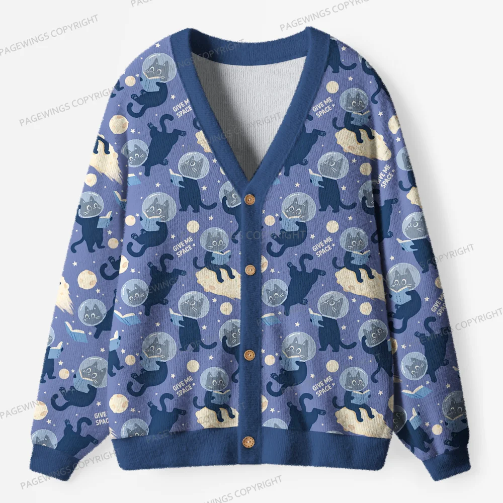 Pagewings Give Me Space Unisex Ugly Cardigan Sweaters
