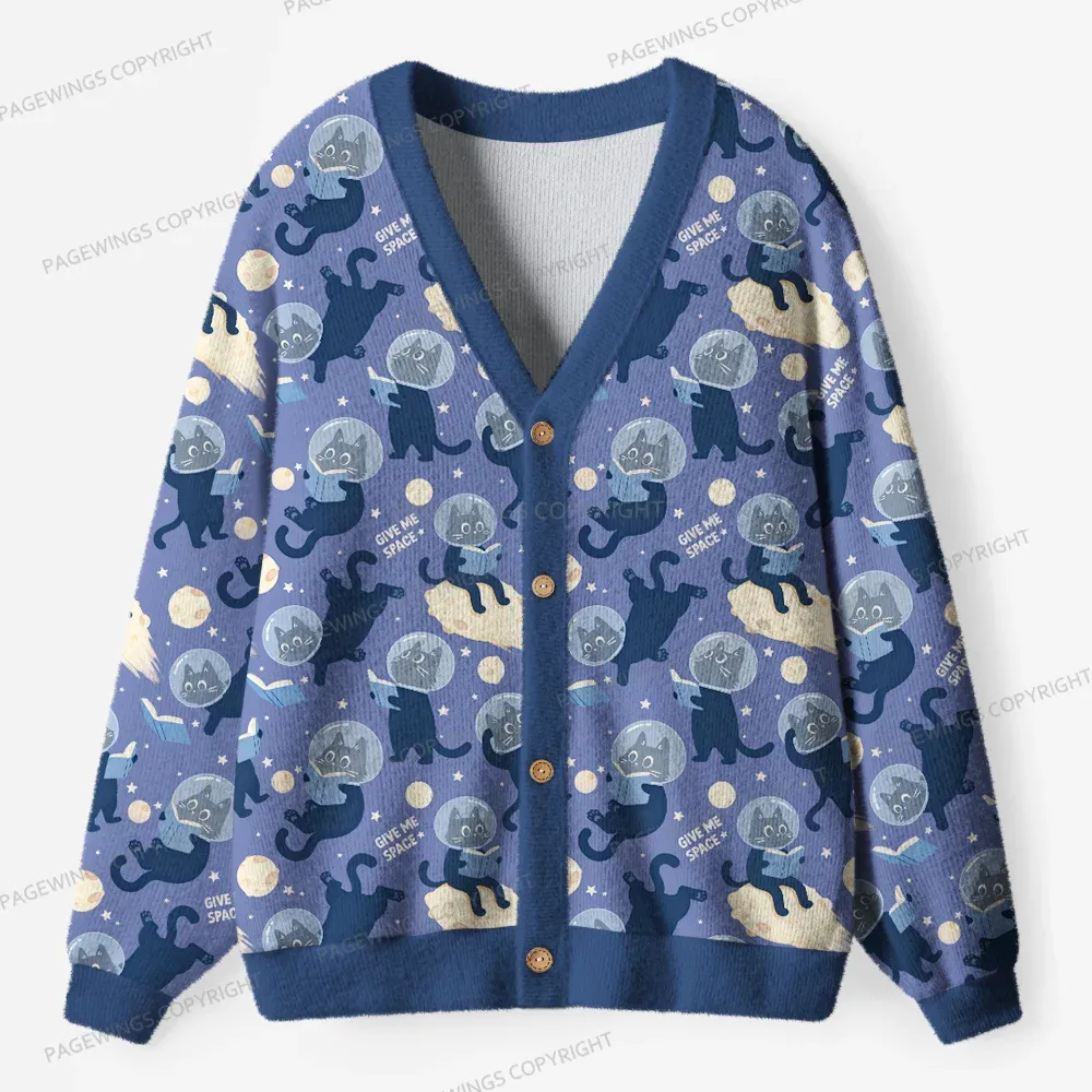 Pagewings Give Me Space Unisex Ugly Cardigan Sweaters