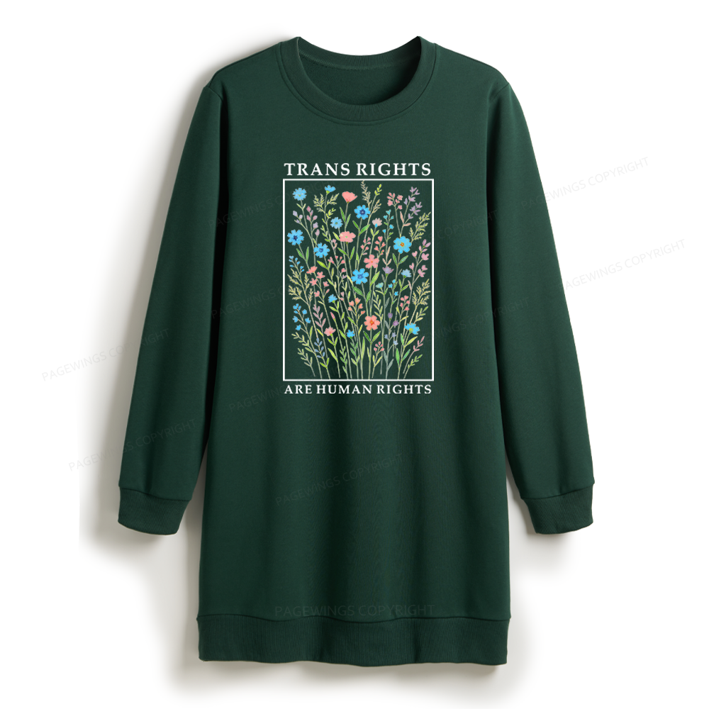 Pagewings Trans Rights Are Human Rights Sweatshirt Dress