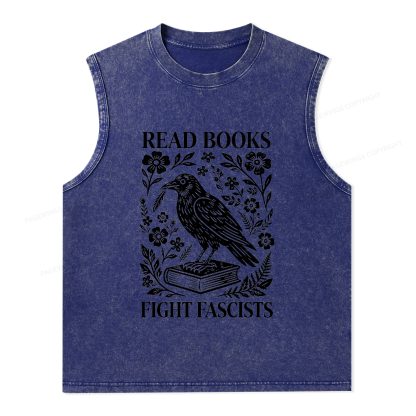 Pagewings Read Books Fight Fascists Unisex Washed Tank Top