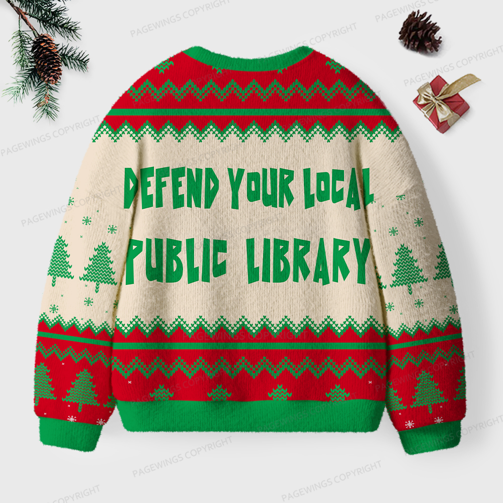 Pagewings Defend Your Local Public Library Unisex Ugly Sweatshirt