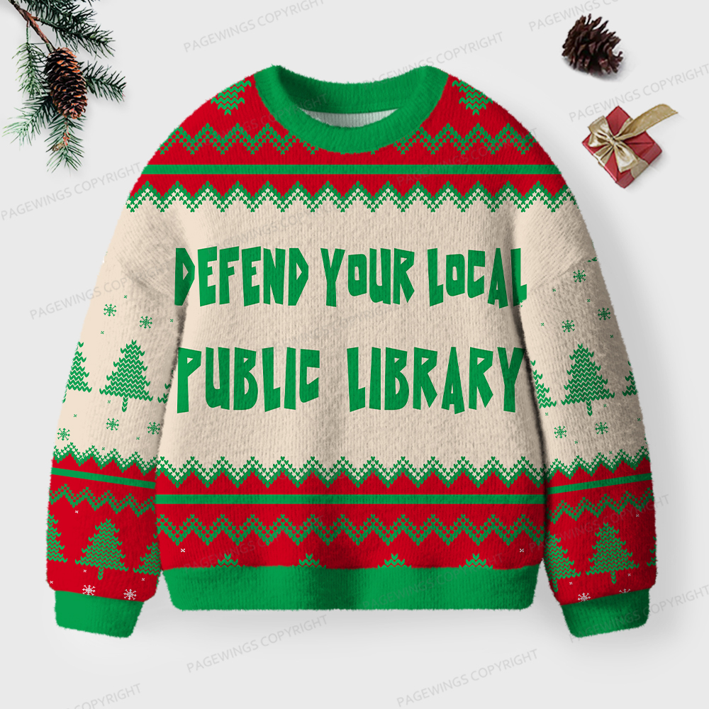 Pagewings Defend Your Local Public Library Unisex Ugly Sweatshirt