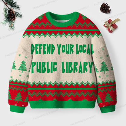 Pagewings Defend Your Local Public Library Unisex Ugly Sweatshirt