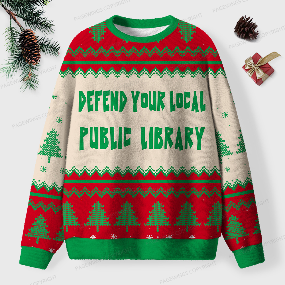 Pagewings Defend Your Local Public Library Unisex Ugly Sweatshirt