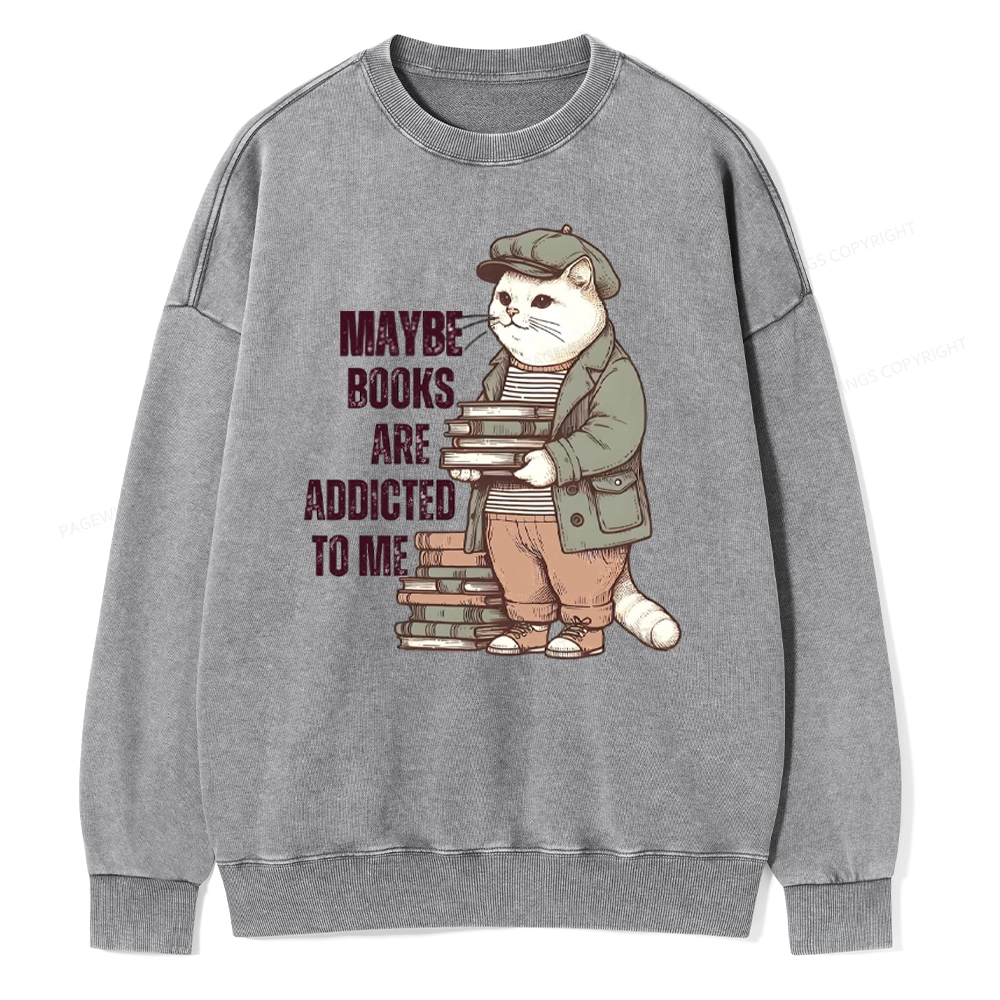 Pagewing Books Are Addicted To Me Unisex Washed Sweatshirt