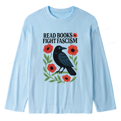 Pagewings Read Books Fight Fascism Unisex Lightweight Long Sleeve T-Shirt