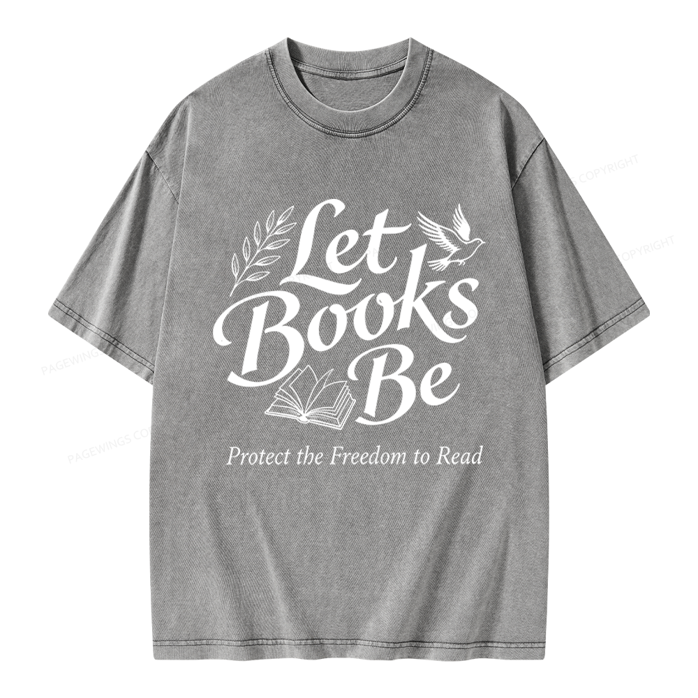 Pagewings Let Books Be Unisex Washed T-shirt