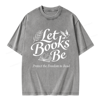 Pagewings Let Books Be Unisex Washed T-shirt