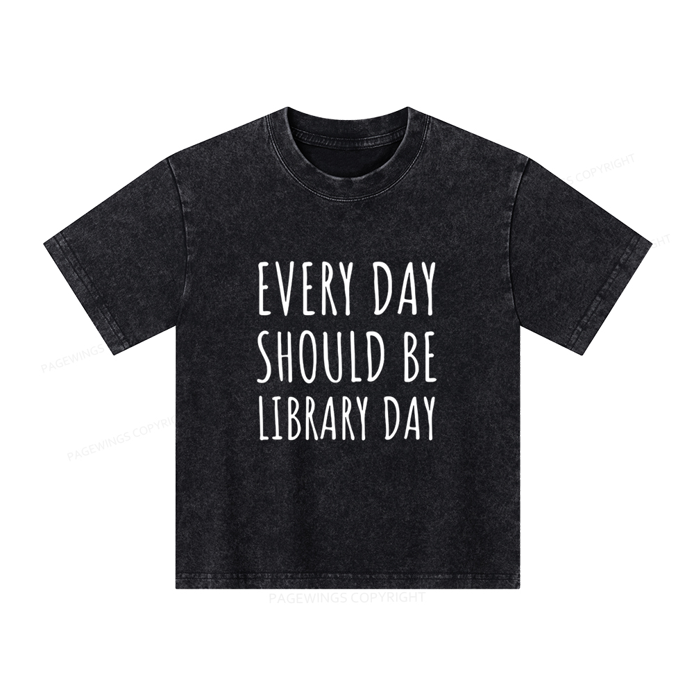 Pagewings Library Day Media Specialist Shirt Library Shirt Unisex Kids Washed T-shirt
